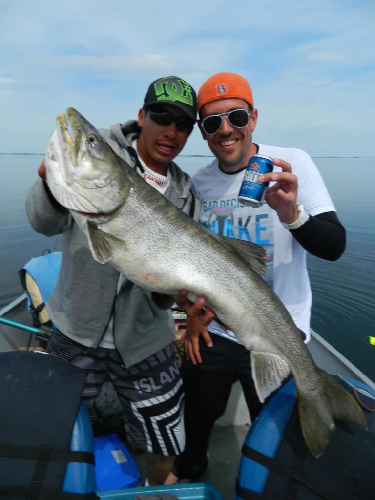 Gannon and Nathan with a monster 41 inch Lake Trout!